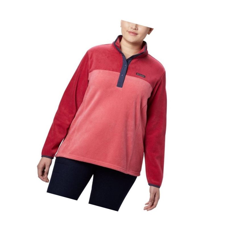 Columbia Benton Springs Half Snap Plus Size Sweatshirt Kadın Pembe Kırmızı Mor | 36520-KHAT