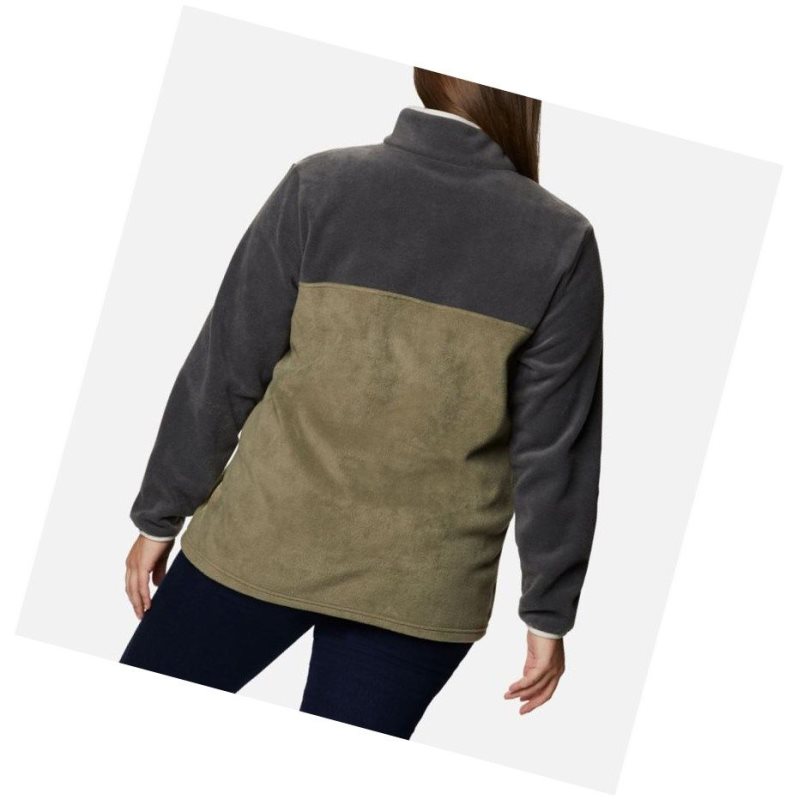 Columbia Benton Springs Half Snap Plus Size Sweatshirt Kadın Koyu Gri Yeşil | 32408-CVGM
