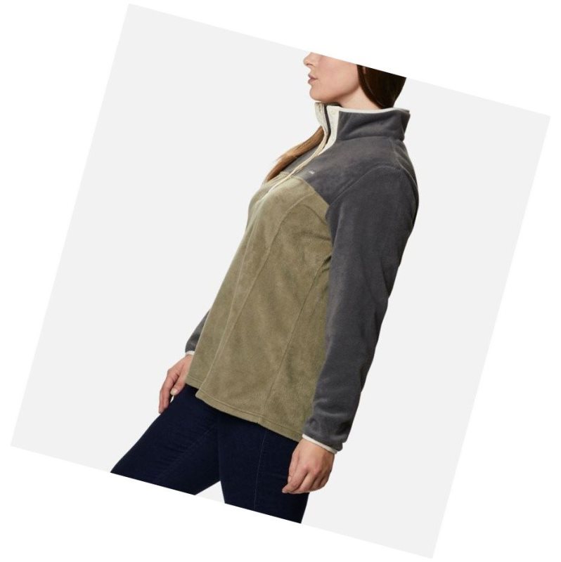 Columbia Benton Springs Half Snap Plus Size Sweatshirt Kadın Koyu Gri Yeşil | 32408-CVGM