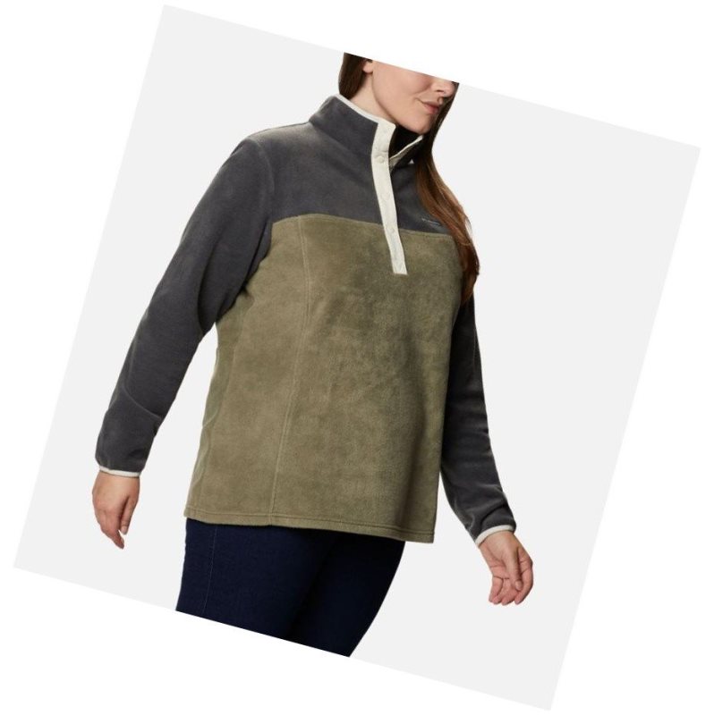 Columbia Benton Springs Half Snap Plus Size Sweatshirt Kadın Koyu Gri Yeşil | 32408-CVGM
