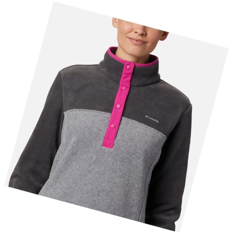 Columbia Benton Springs Half Snap Sweatshirt Kadın Açık Gri | 71859-LHDU