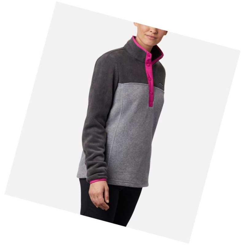 Columbia Benton Springs Half Snap Sweatshirt Kadın Açık Gri | 71859-LHDU
