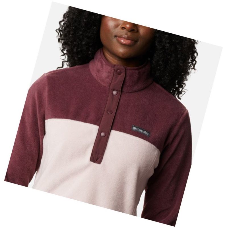 Columbia Benton Springs Half Snap Sweatshirt Kadın Pembe | 46289-LZOJ