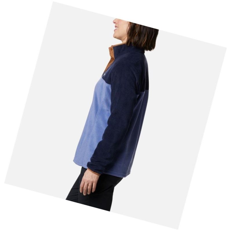 Columbia Benton Springs Half Snap Sweatshirt Kadın Lacivert | 34517-VDKP