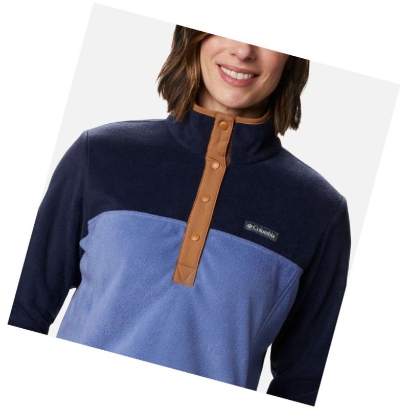 Columbia Benton Springs Half Snap Sweatshirt Kadın Lacivert | 34517-VDKP