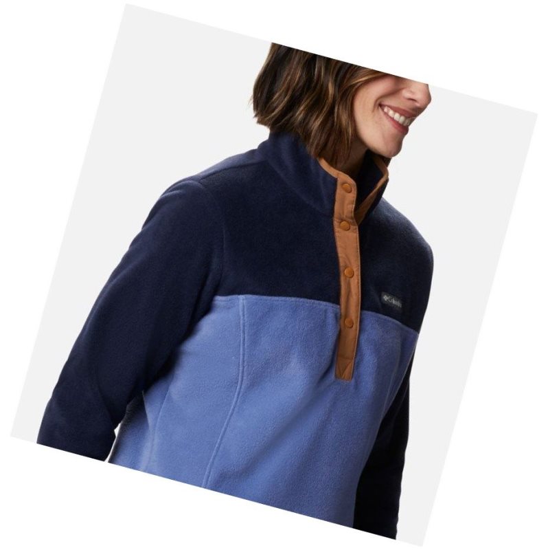 Columbia Benton Springs Half Snap Sweatshirt Kadın Lacivert | 34517-VDKP