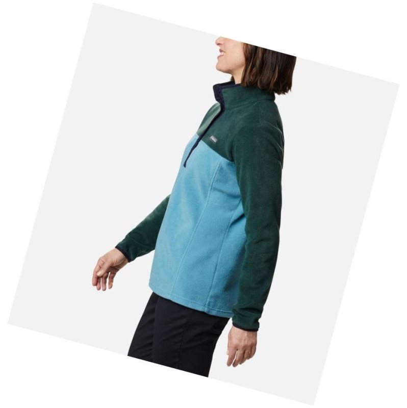 Columbia Benton Springs Half Snap Sweatshirt Kadın Mavi | 32546-YHZE