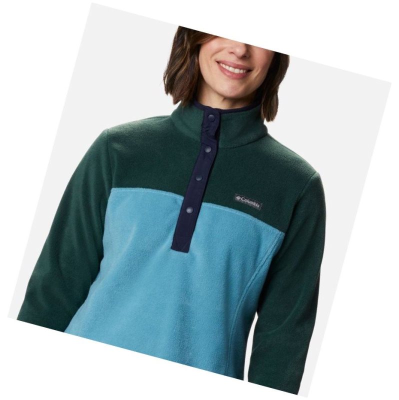 Columbia Benton Springs Half Snap Sweatshirt Kadın Mavi | 32546-YHZE