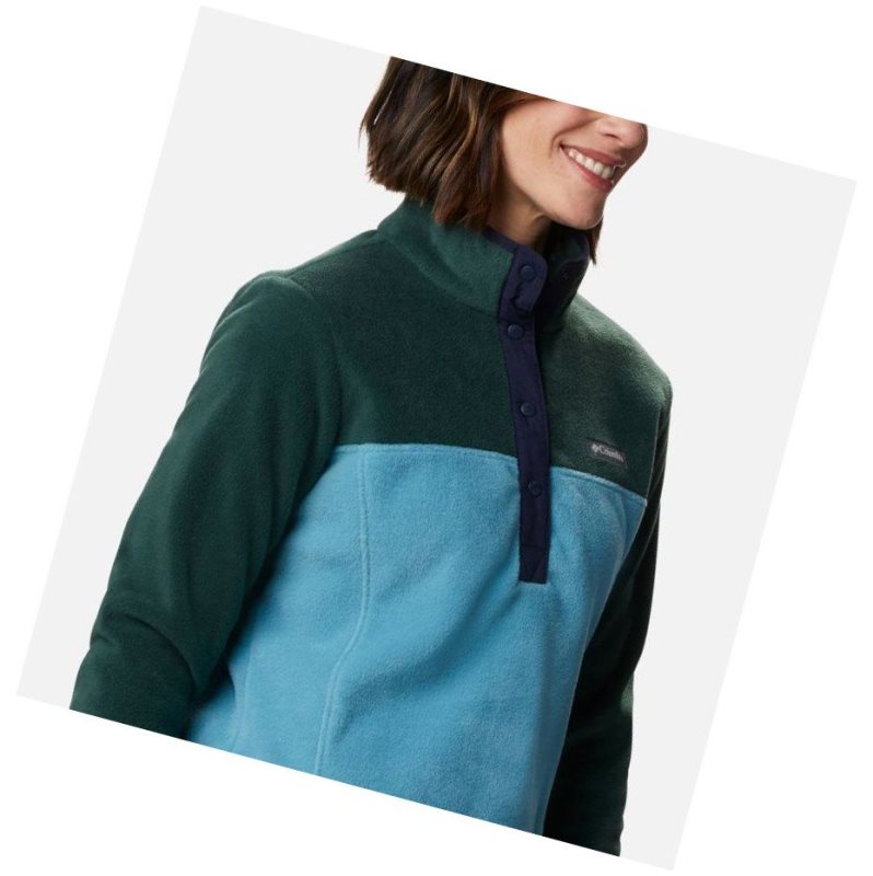 Columbia Benton Springs Half Snap Sweatshirt Kadın Mavi | 32546-YHZE