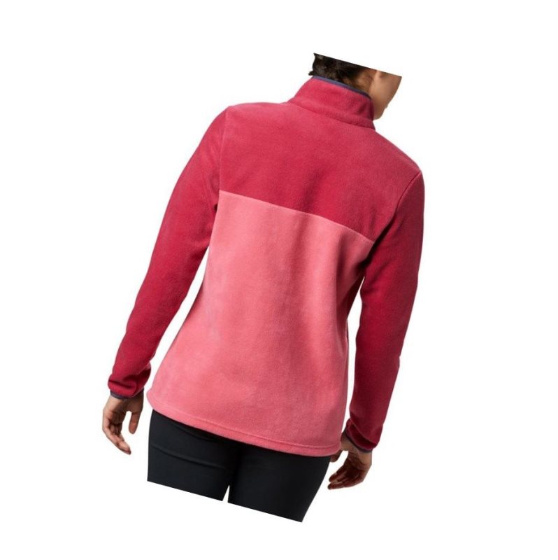 Columbia Benton Springs Half Snap Sweatshirt Kadın Pembe Kırmızı Mor | 16974-BQAD