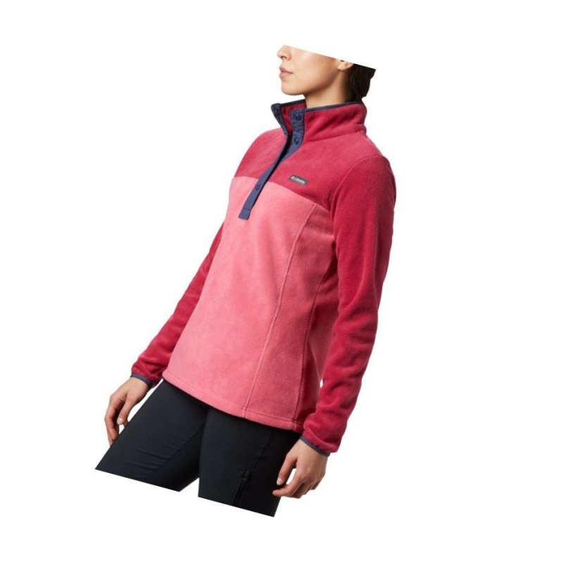 Columbia Benton Springs Half Snap Sweatshirt Kadın Pembe Kırmızı Mor | 16974-BQAD