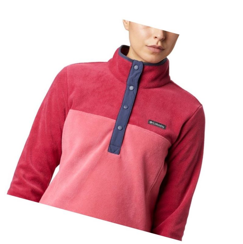 Columbia Benton Springs Half Snap Sweatshirt Kadın Pembe Kırmızı Mor | 16974-BQAD