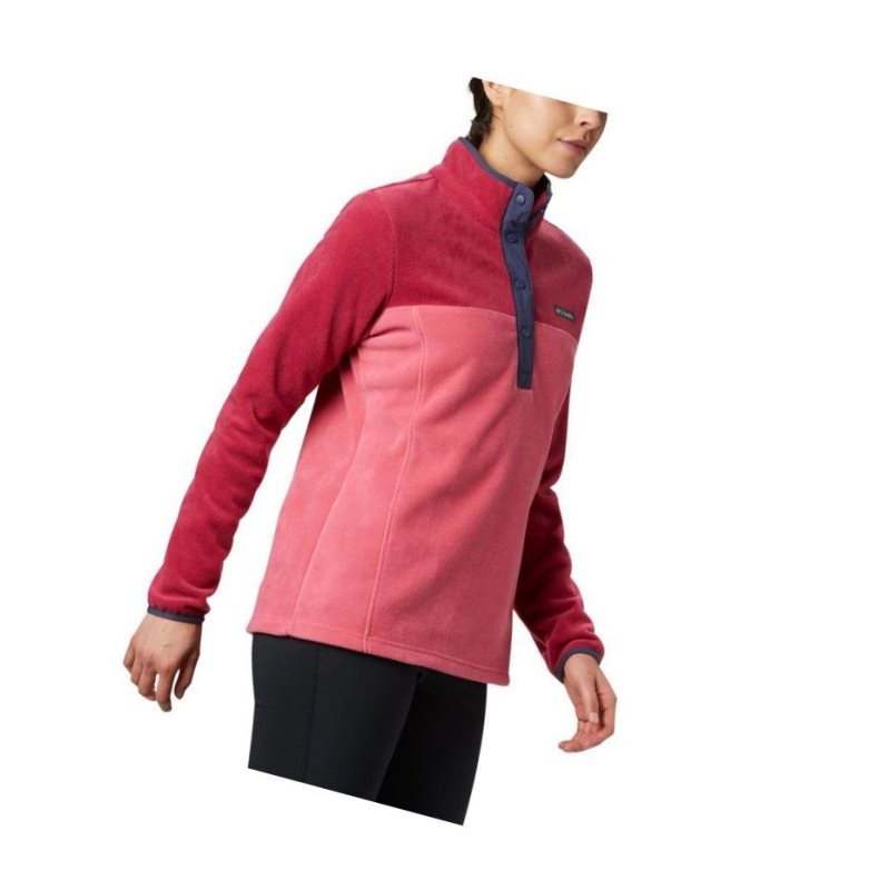 Columbia Benton Springs Half Snap Sweatshirt Kadın Pembe Kırmızı Mor | 16974-BQAD