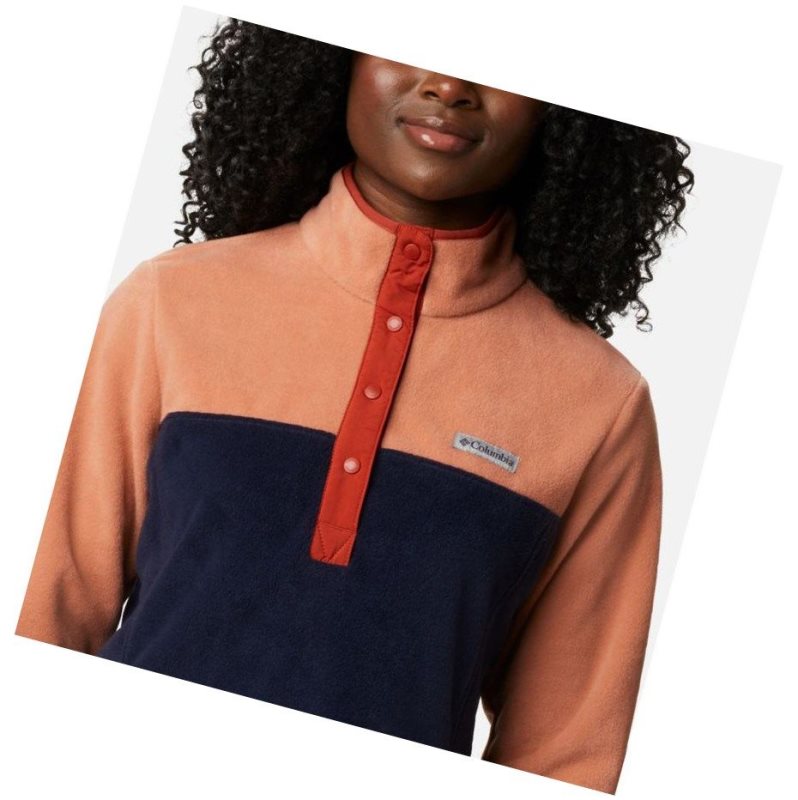 Columbia Benton Springs Half Snap Sweatshirt Kadın Pembe Lacivert | 01983-MZKX