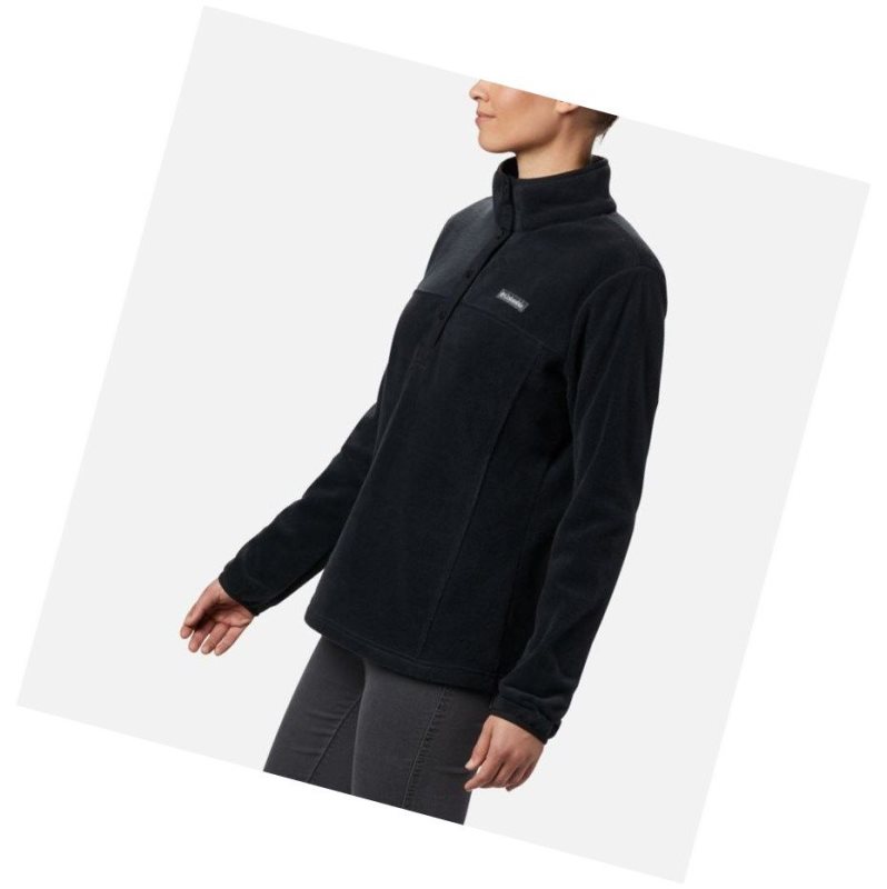 Columbia Benton Springs Half Snap Sweatshirt Kadın Siyah | 89451-YQGK