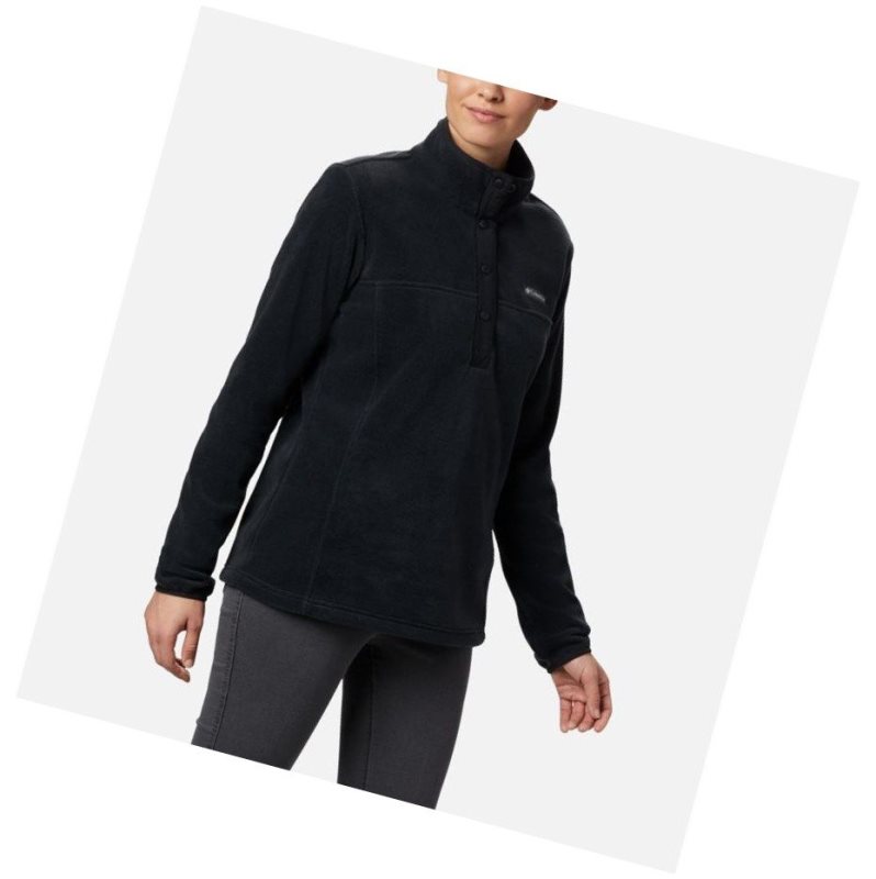 Columbia Benton Springs Half Snap Sweatshirt Kadın Siyah | 89451-YQGK
