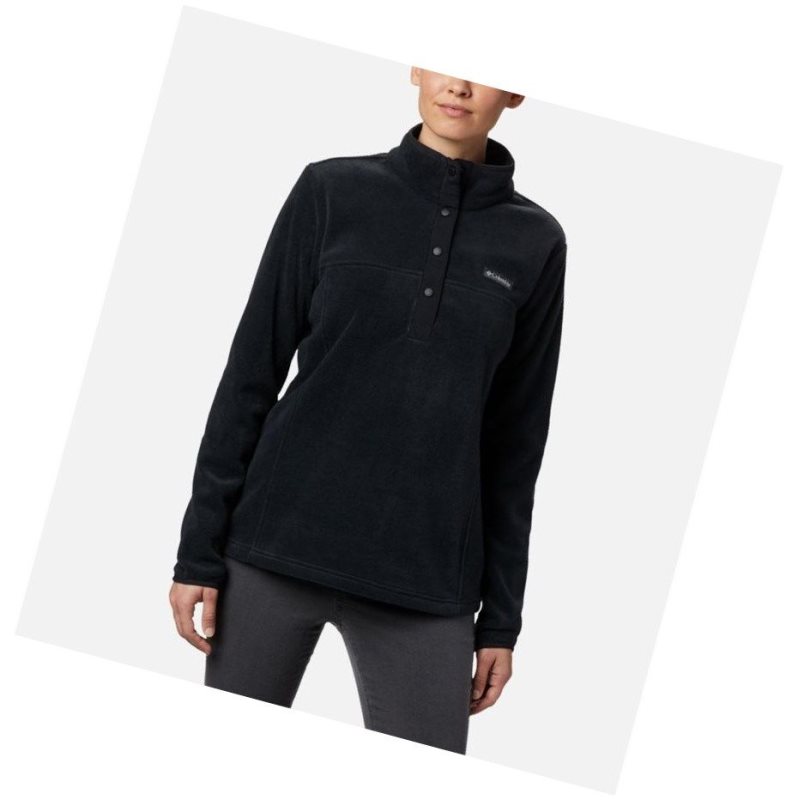 Columbia Benton Springs Half Snap Sweatshirt Kadın Siyah | 89451-YQGK