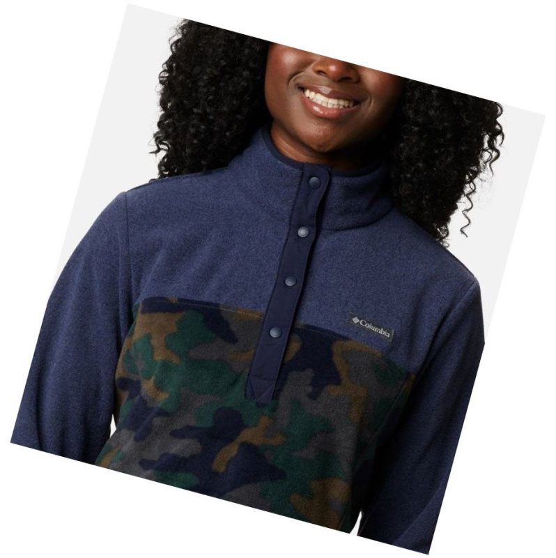 Columbia Benton Springs Printed Half Snap Fleece Sweatshirt Kadın Lacivert Camo | 63508-FKGR