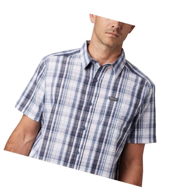 Columbia Brentyn Trail Short Sleeve Seersucker Tall Gömlek Erkek Mavi | 73960-SZOV