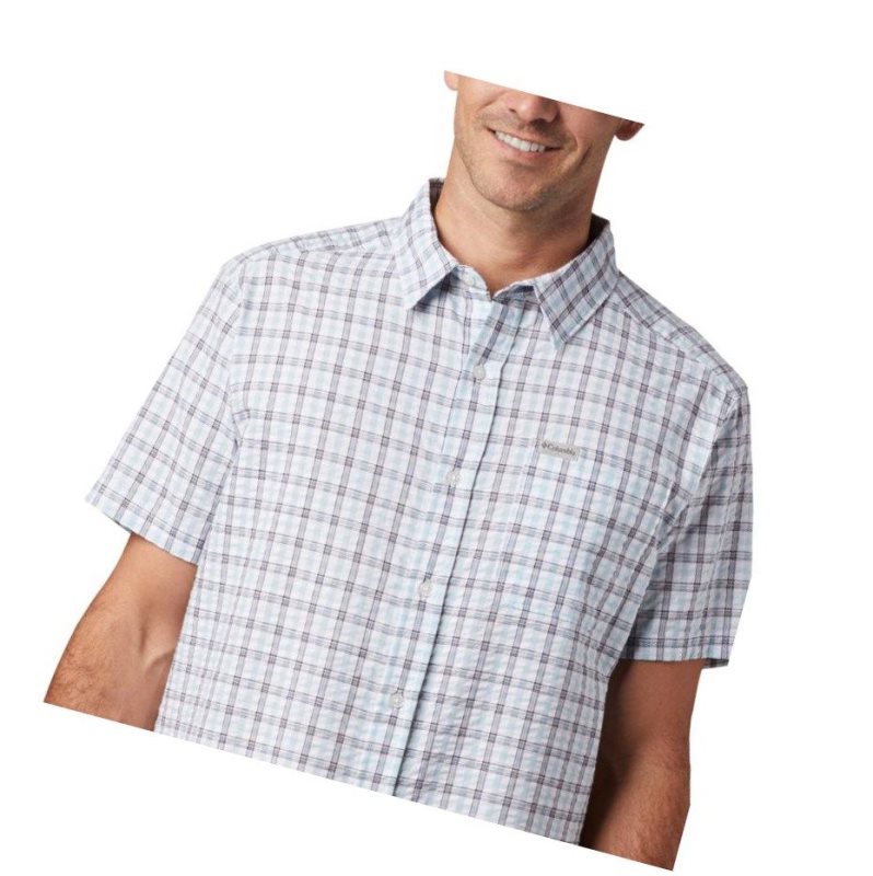 Columbia Brentyn Trail Short Sleeve Seersucker Gömlek Erkek Mavi | 34690-WHTN