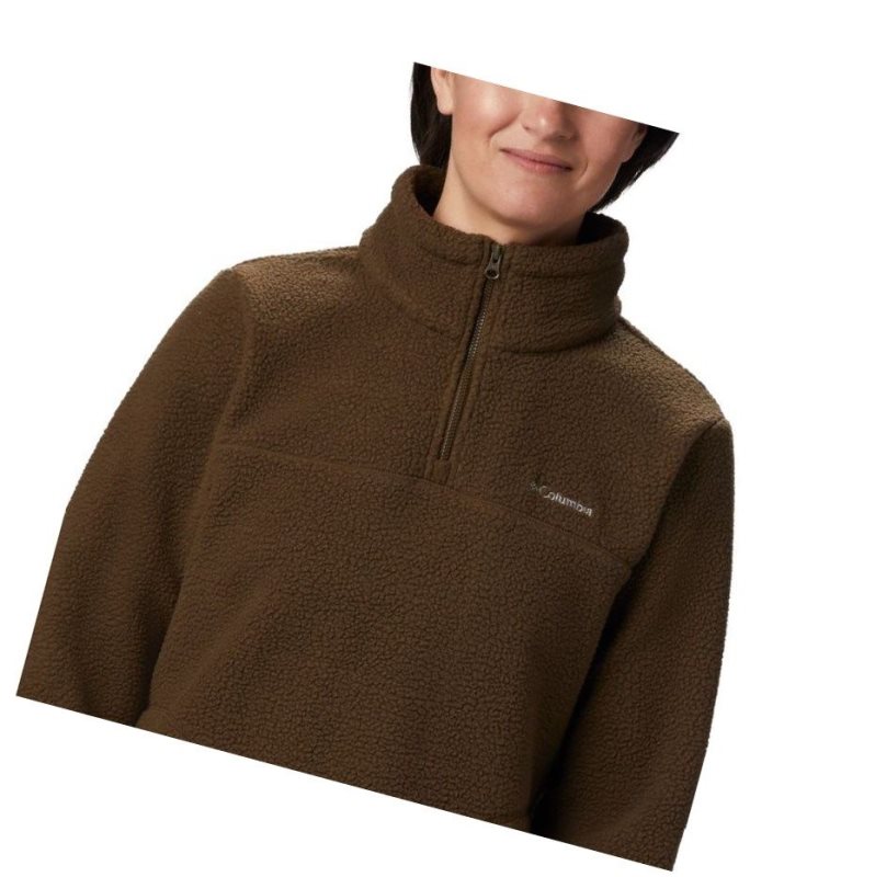 Columbia Canyon Point Sherpa Sweatshirt Kadın Zeytin Yeşili | 03924-ZKLP