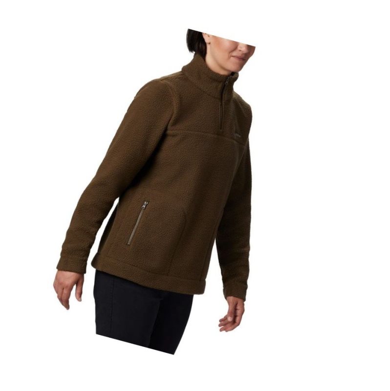 Columbia Canyon Point Sherpa Sweatshirt Kadın Zeytin Yeşili | 03924-ZKLP