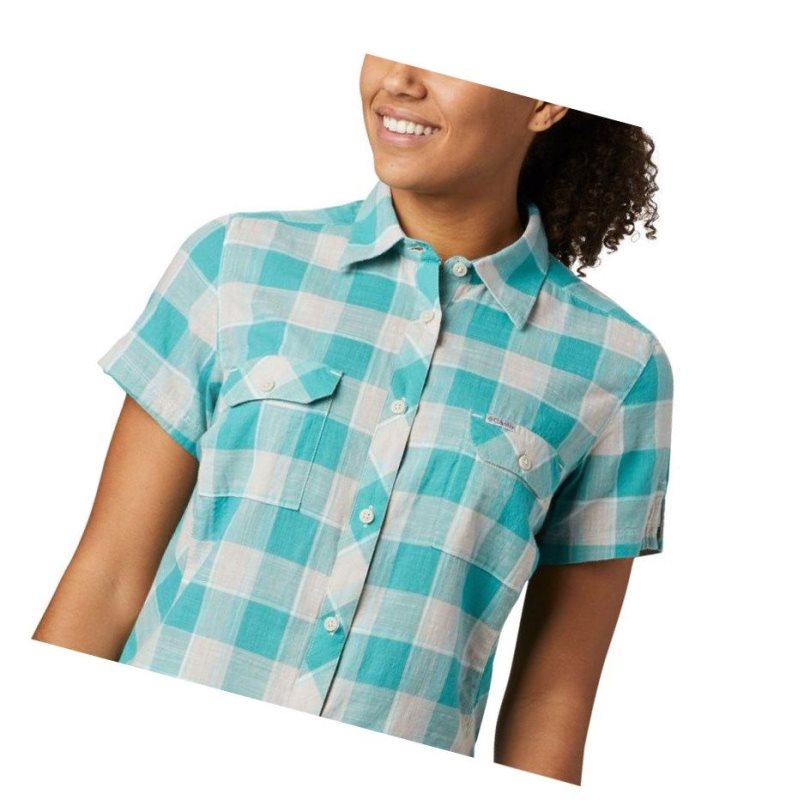Columbia Cape Alava?Short Sleeve Gömlek Kadın Mavi | 42361-VIFP