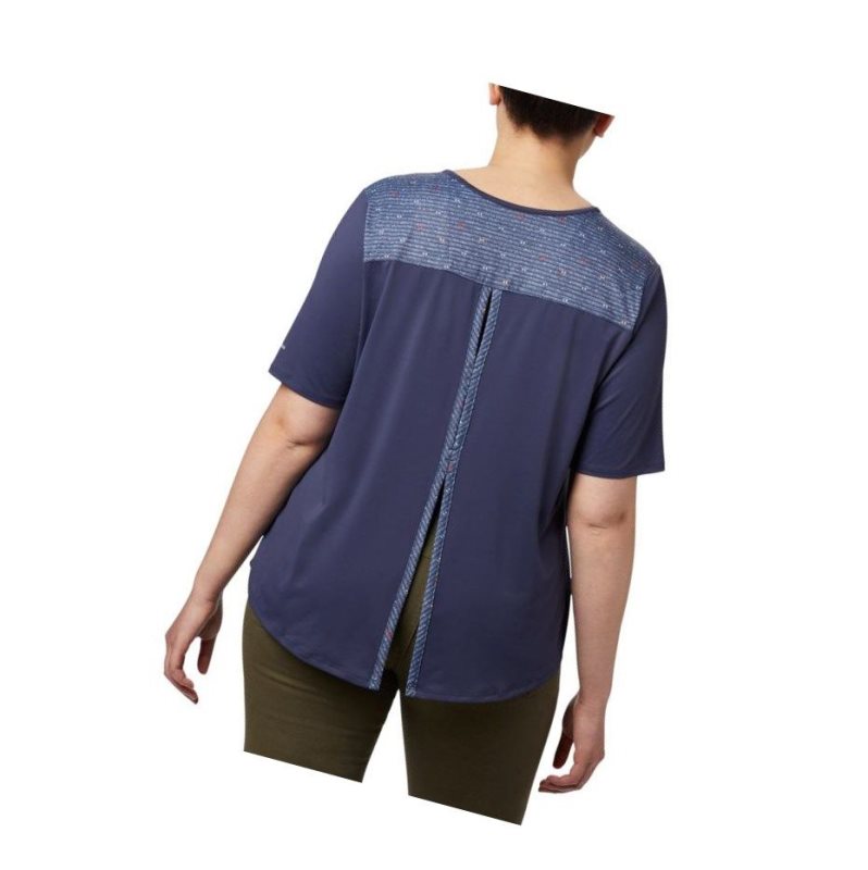 Columbia Chill River Short Sleeve Plus Size Tişört Kadın Lacivert | 80639-GMTV