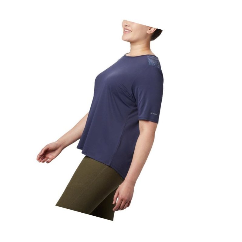 Columbia Chill River Short Sleeve Plus Size Tişört Kadın Lacivert | 80639-GMTV