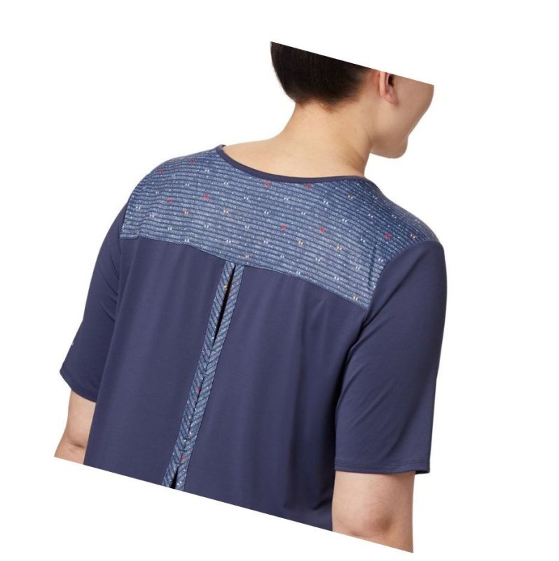 Columbia Chill River Short Sleeve Plus Size Tişört Kadın Lacivert | 80639-GMTV