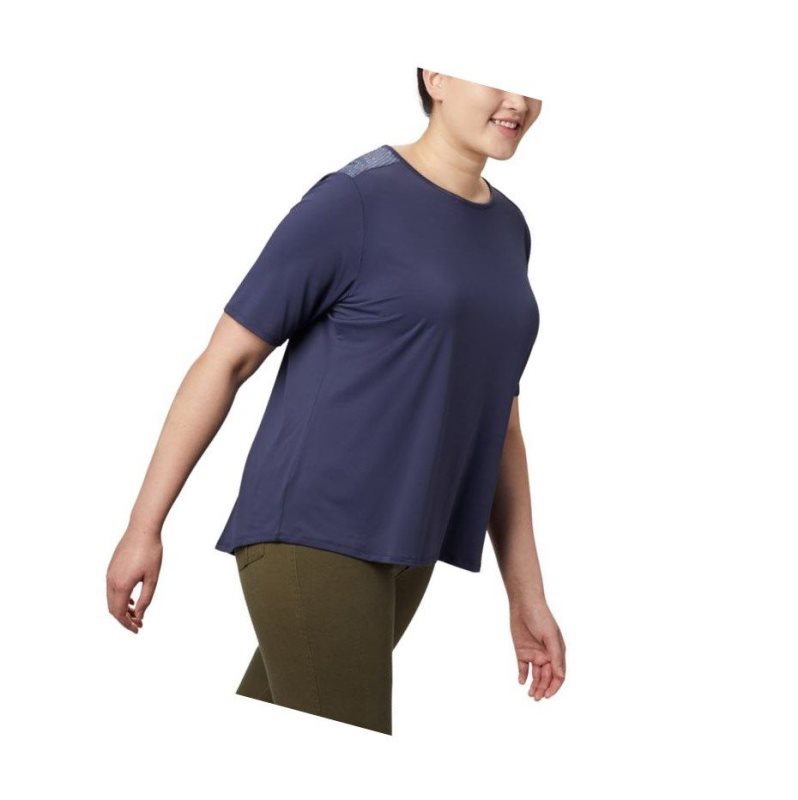 Columbia Chill River Short Sleeve Plus Size Tişört Kadın Lacivert | 80639-GMTV
