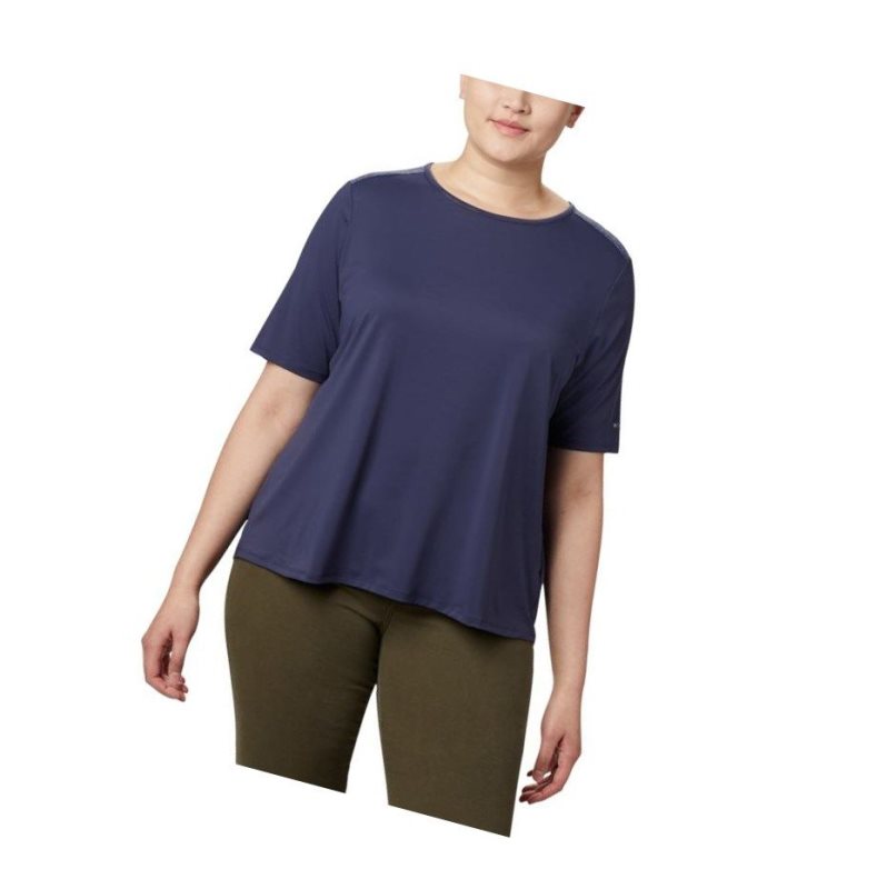 Columbia Chill River Short Sleeve Plus Size Tişört Kadın Lacivert | 80639-GMTV