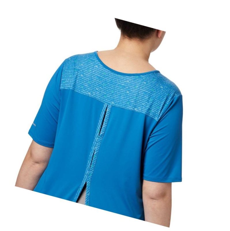Columbia Chill River Short Sleeve Plus Size Tişört Kadın Mavi | 60259-FASC