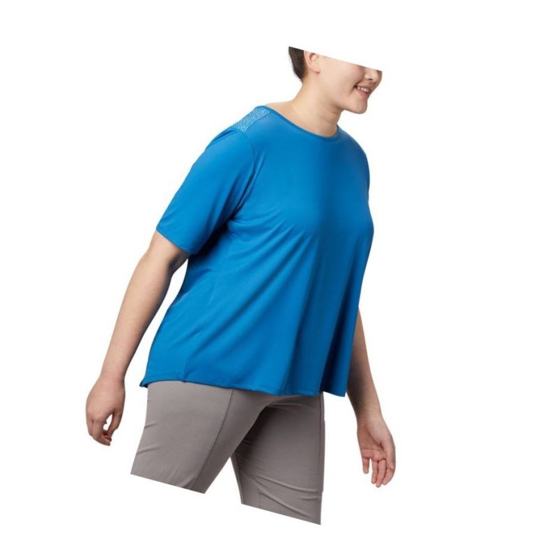 Columbia Chill River Short Sleeve Plus Size Tişört Kadın Mavi | 60259-FASC