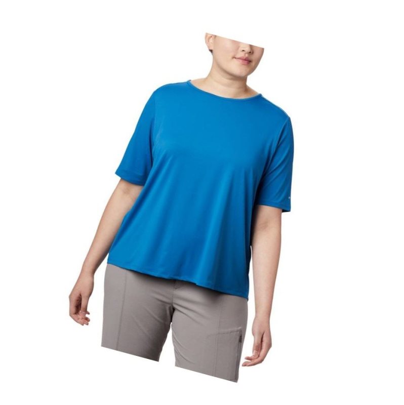 Columbia Chill River Short Sleeve Plus Size Tişört Kadın Mavi | 60259-FASC