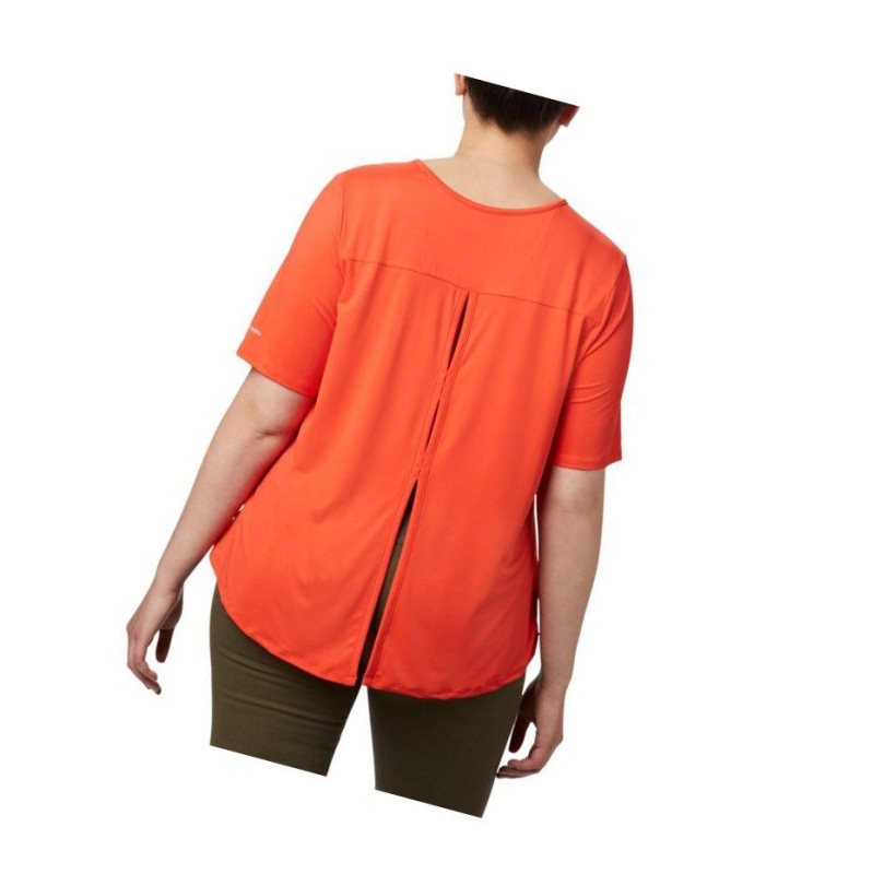 Columbia Chill River Short Sleeve Plus Size Tişört Kadın Kırmızı | 34285-PBYU
