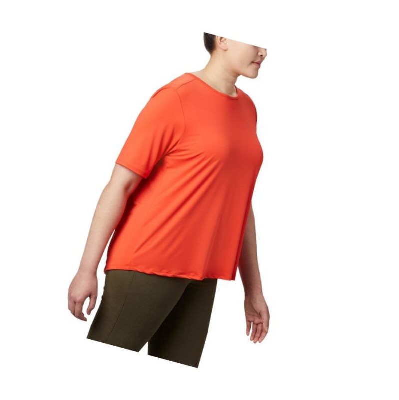 Columbia Chill River Short Sleeve Plus Size Tişört Kadın Kırmızı | 34285-PBYU