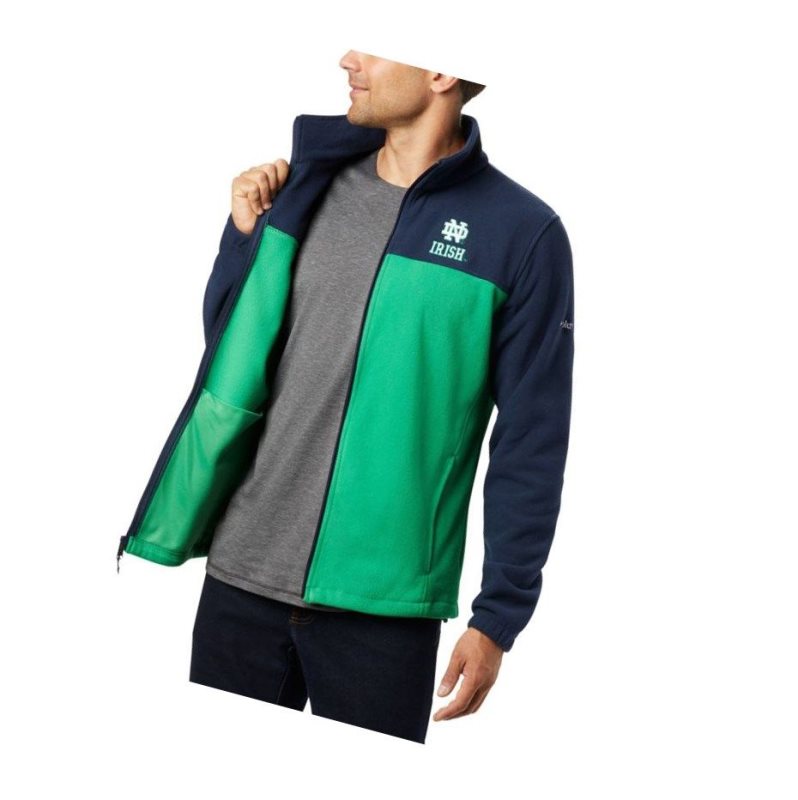 Columbia Collegiate Flanker III Fleece - Notre Dame Mont Erkek Lacivert Yeşil | 68794-GIFC