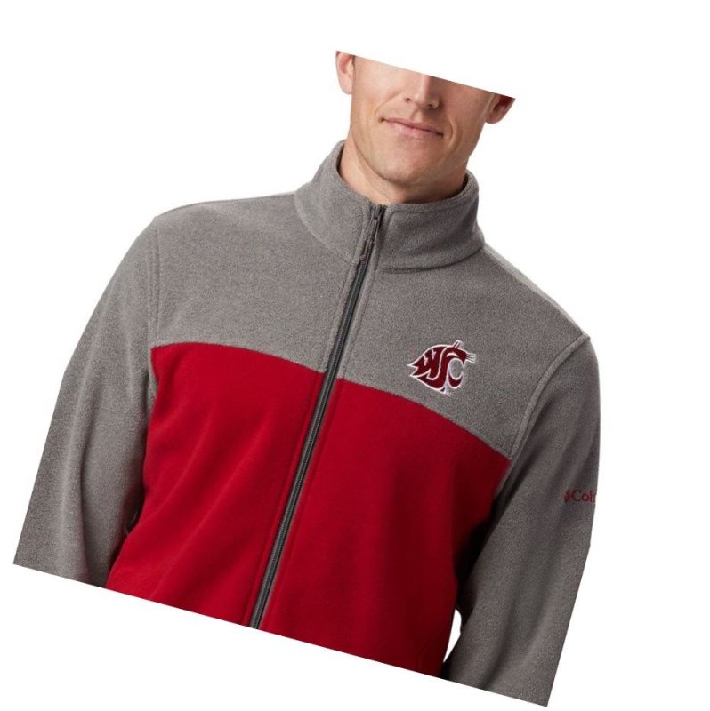 Columbia Collegiate Flanker III Fleece - Washington State Mont Erkek Gri Kırmızı | 57934-WHQX