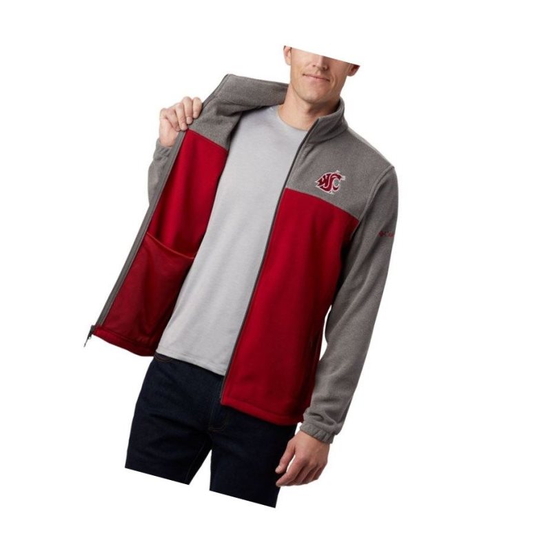 Columbia Collegiate Flanker III Fleece - Washington State Mont Erkek Gri Kırmızı | 57934-WHQX