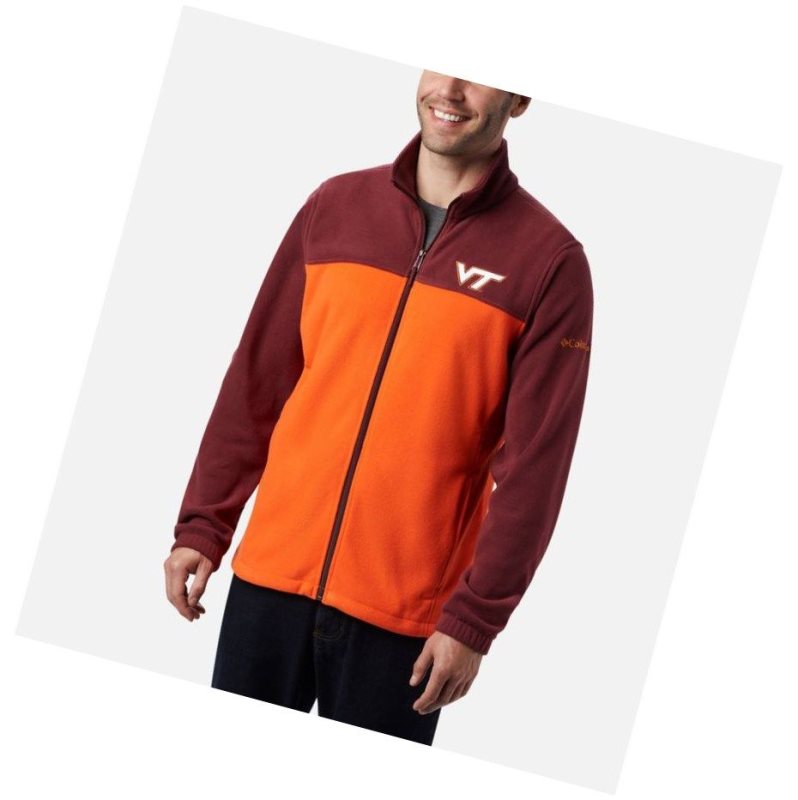 Columbia Collegiate Flanker III Fleece - Virginia Tech Mont Erkek Koyu Bordo Kahverengi Turuncu | 36915-VKGT