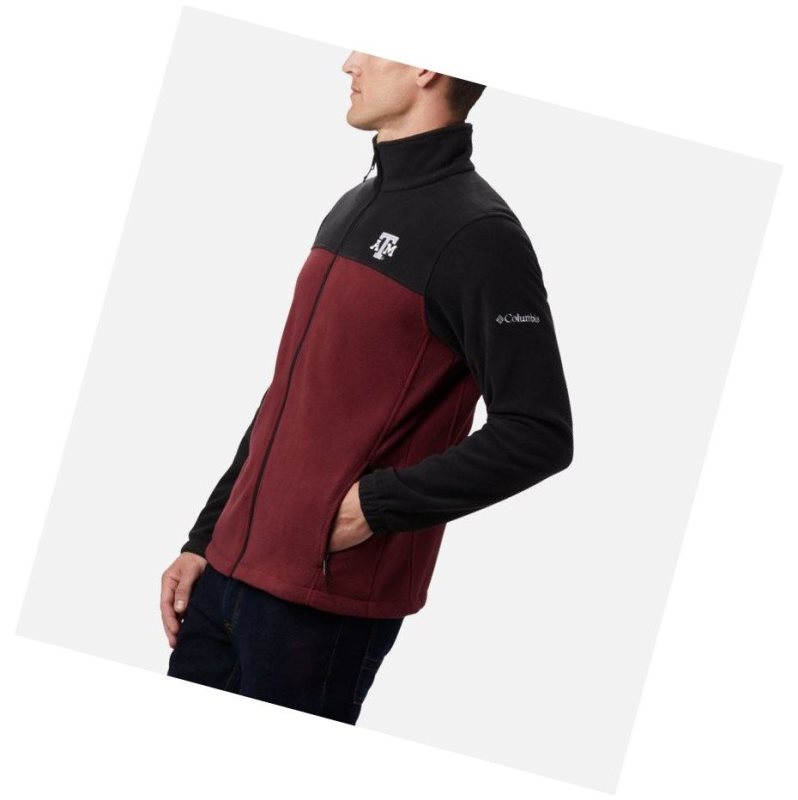 Columbia Collegiate Flanker III Fleece - Texas A&M Mont Erkek Siyah Koyu Bordo | 08357-DFAN