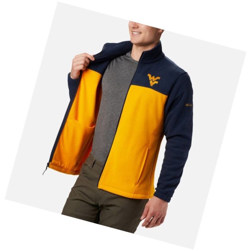 Columbia Collegiate Flanker III Fleece - West Virginia University Mont Erkek Lacivert Altın | 89605-MSJV