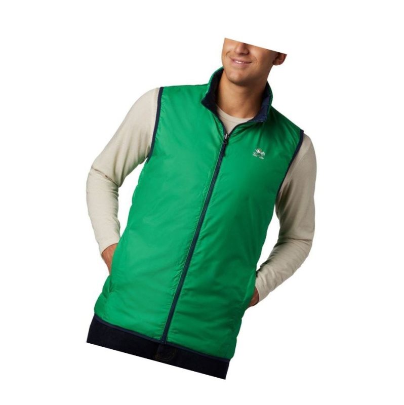 Columbia Collegiate Lake 22 Reversible - Notre Dame Yelek Erkek Lacivert Yeşil | 95736-BEHK