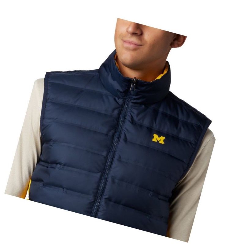 Columbia Collegiate Lake 22 Reversible - Michigan Yelek Erkek Lacivert Sarı | 39215-DQLA