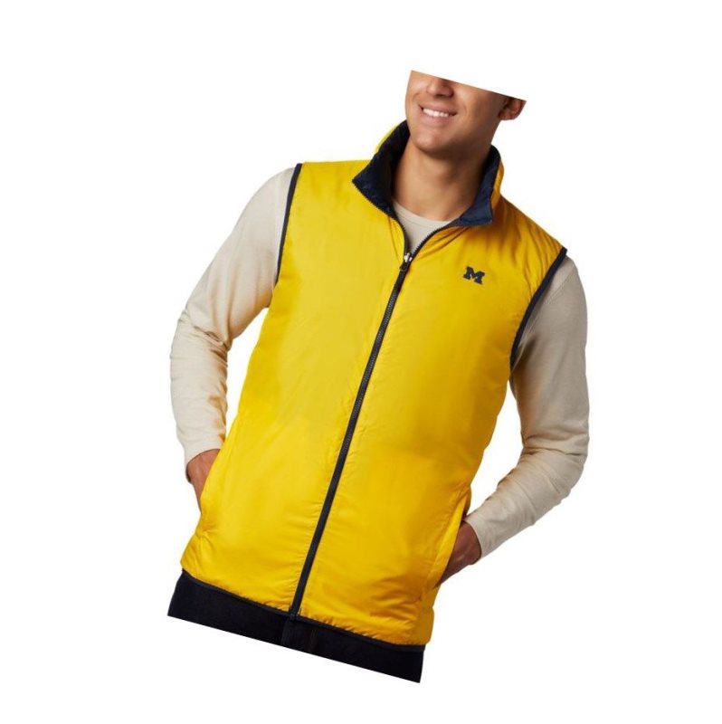 Columbia Collegiate Lake 22 Reversible - Michigan Yelek Erkek Lacivert Sarı | 39215-DQLA