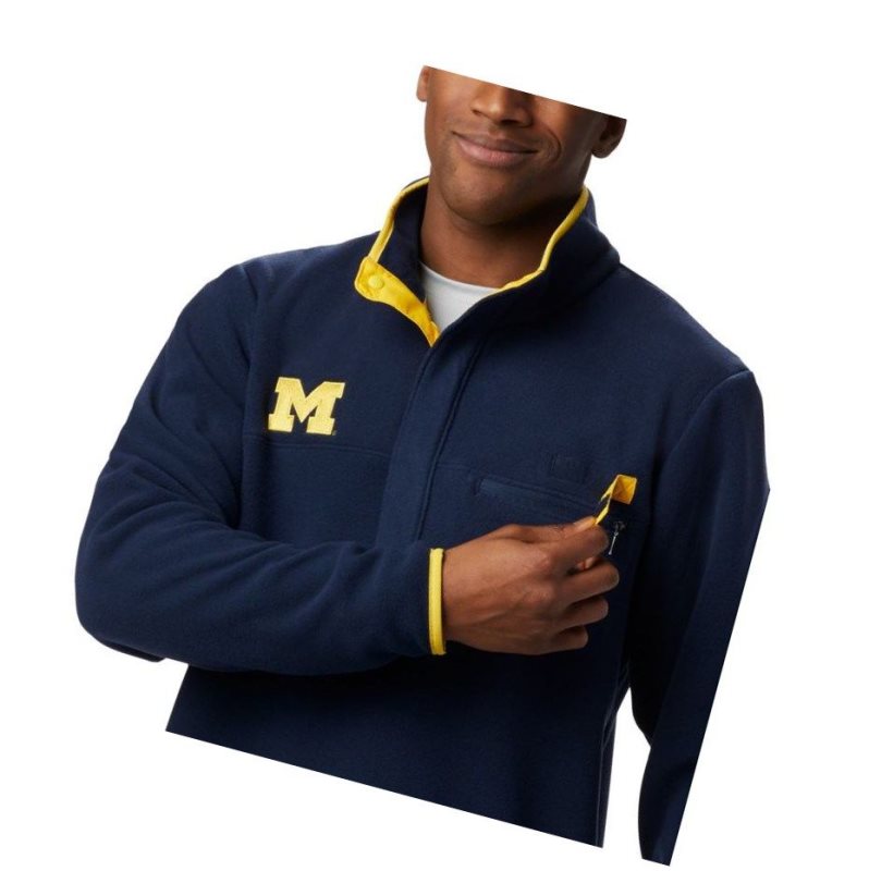 Columbia Collegiate PFG Harborside Fleece - Michigan Mont Erkek Lacivert | 13857-WNUZ