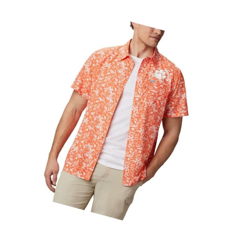 Columbia Collegiate PFG Super Slack Tide - Clemson Gömlek Erkek Turuncu | 67480-GDKL