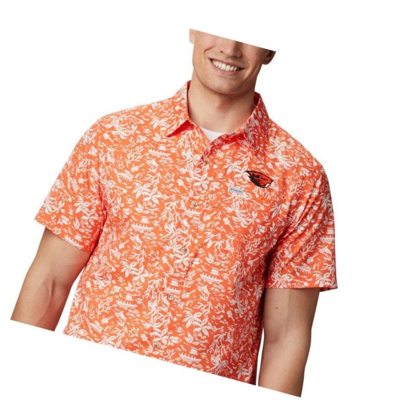 Columbia Collegiate PFG Super Slack Tide - Oregon State Gömlek Erkek Kahverengi Turuncu | 91254-JEBS