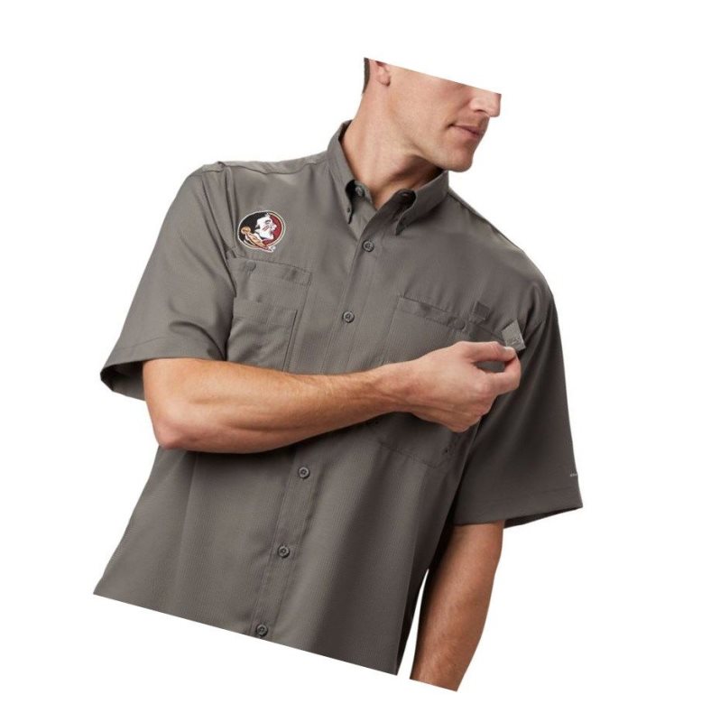 Columbia Collegiate PFG Tamiami Short Sleeve - Florida State Gömlek Erkek Gri | 58143-ZIBN